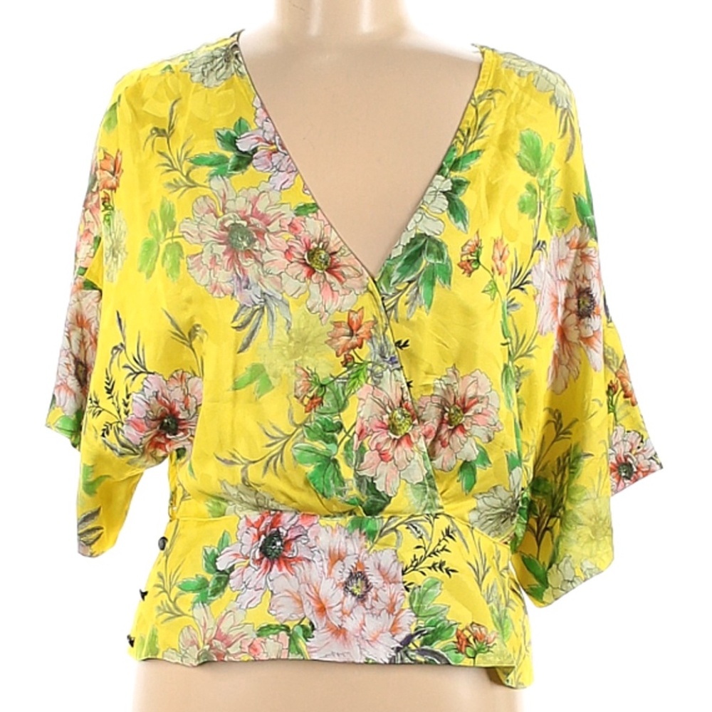 Anthropologie Marika Floral Yellow Blouse